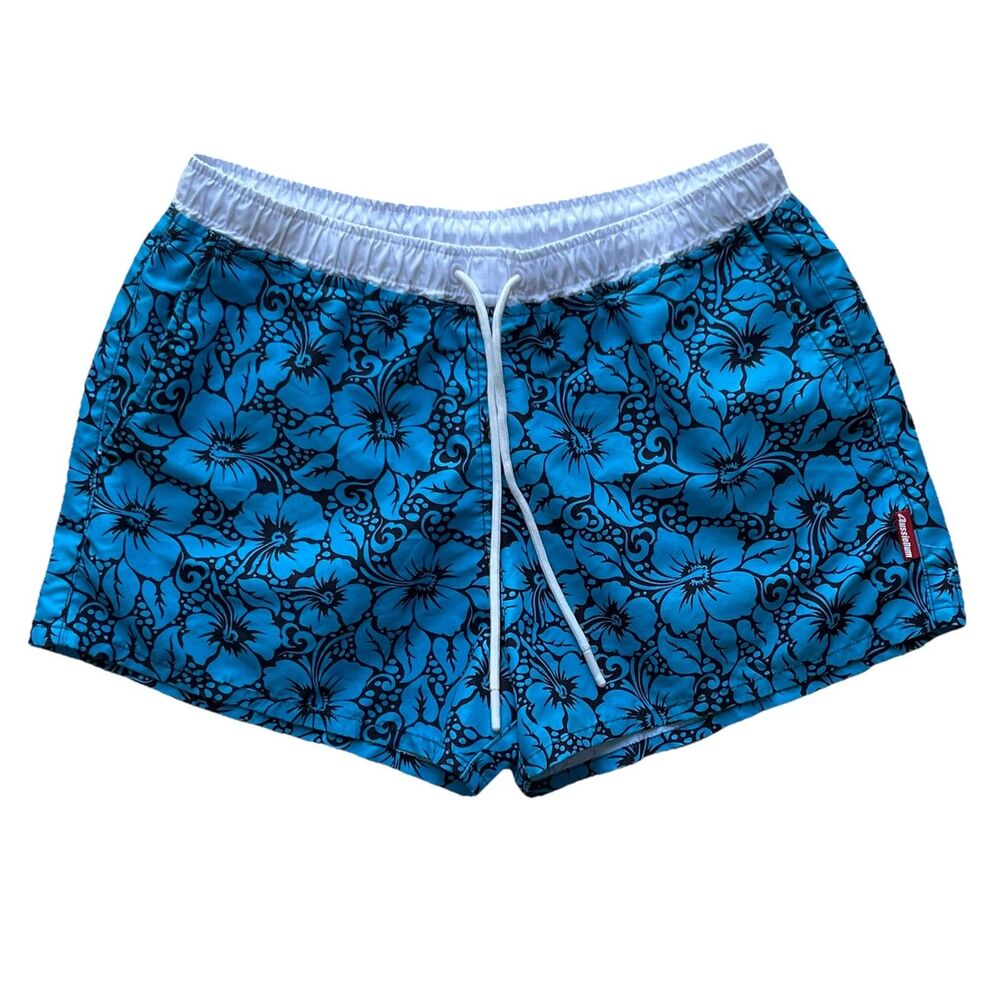 AussieBum Mens Tropical Hibiscus Swimtrunks 3” Inseam Short Shorts Beach Retro M